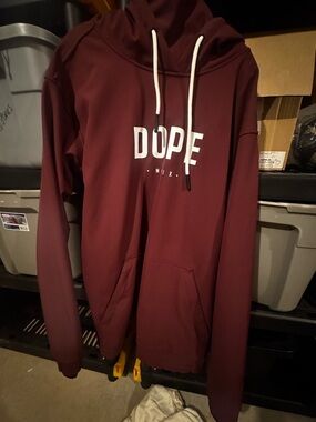 DOPE Maroon Zip-Up Hoodie with White Logo
